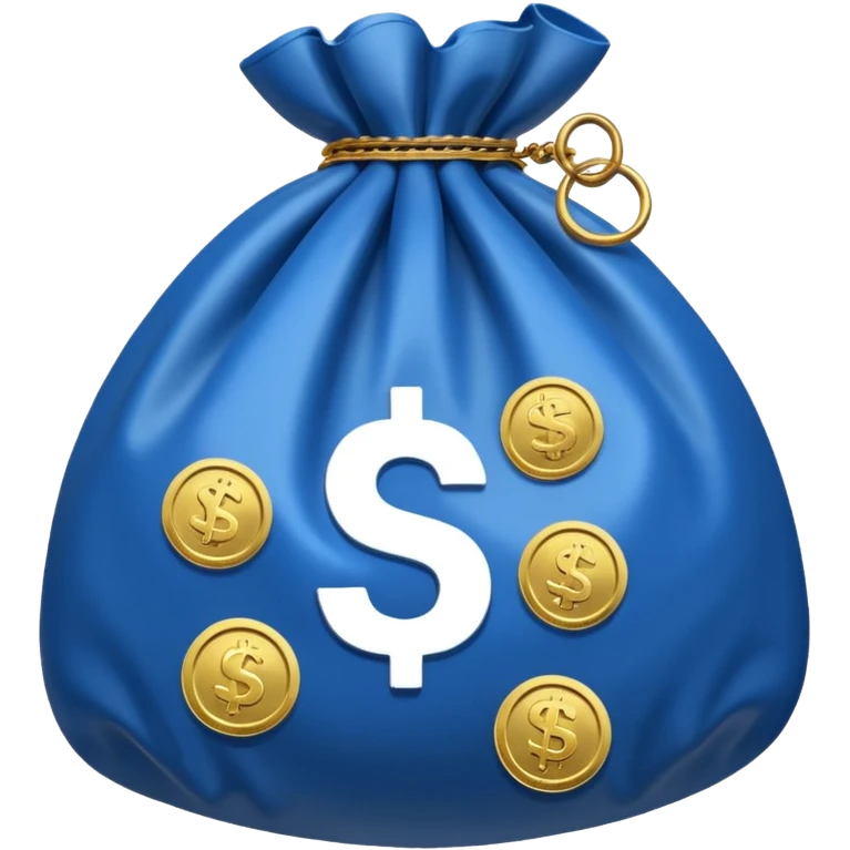 blue coins inside a money bag  emoji
