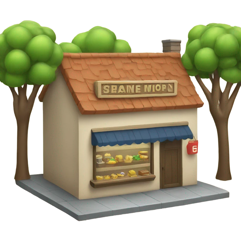 small shop with many trees emoji