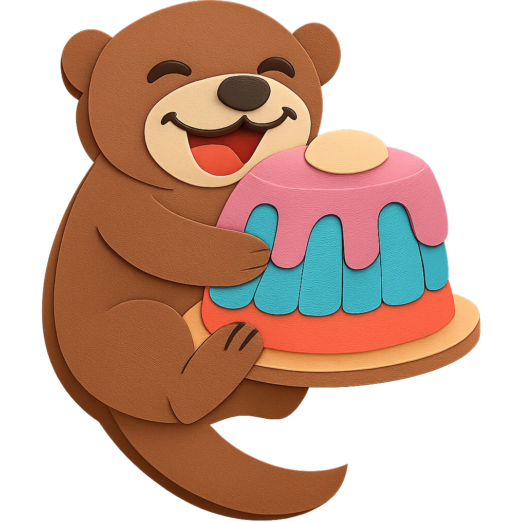 Remove the shadow of the otter, keep all other design elements unchanged, maintain transparent background emoji