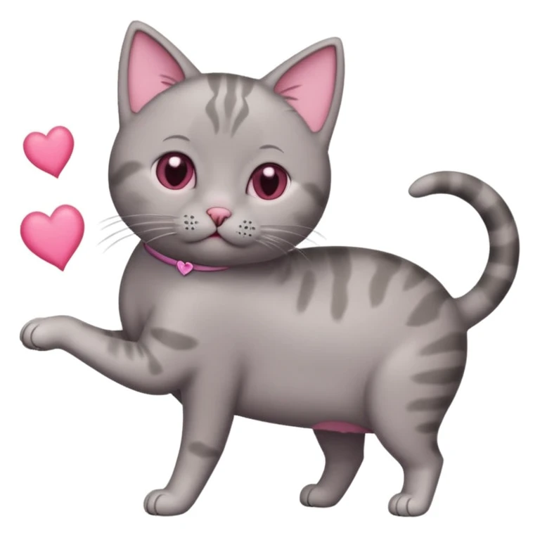 Three legged with back leg missing grey short haired cat farting hearts  emoji