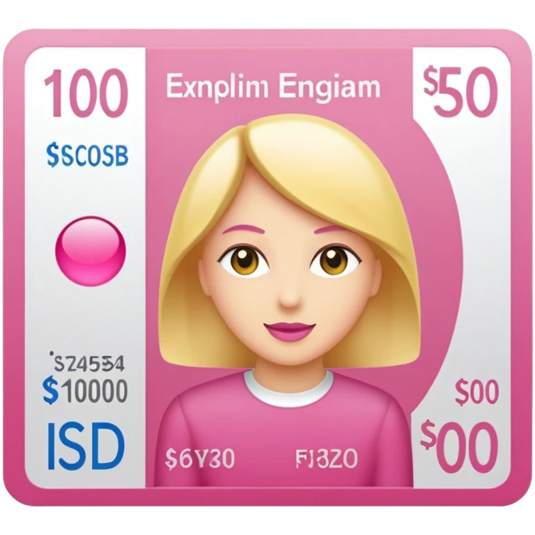 100 usd  en color rosa con este código de color #FDD2EF emoji