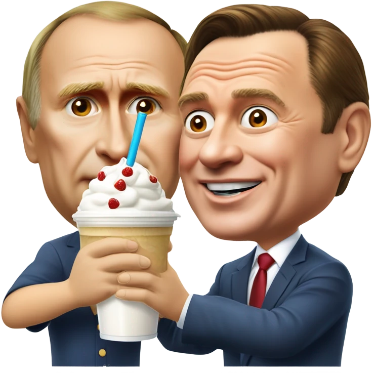 Vladimir Putin and Gerhard Schröder sharing one milkshake with 2 straws emoji