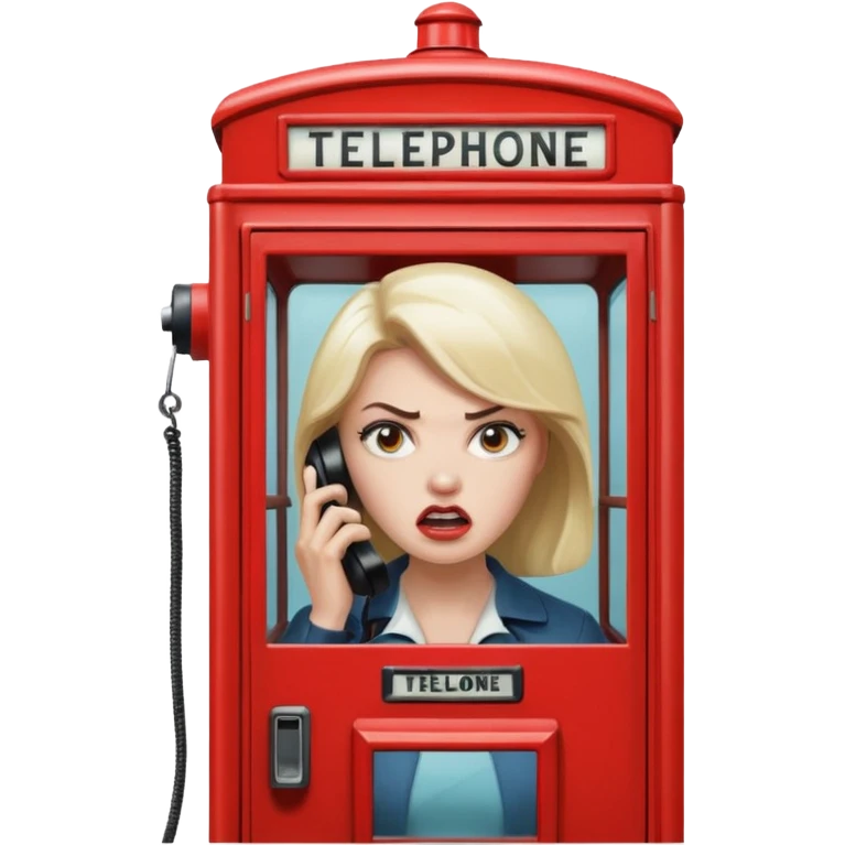 Telephone booth with angry woman inside emoji