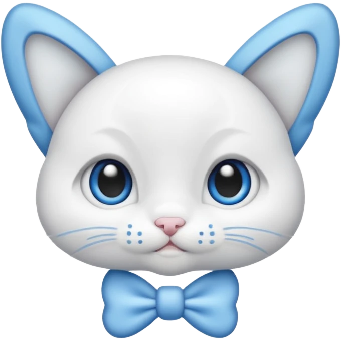 Bébé chat blanc et blanc avec noeud papillon bleu emoji