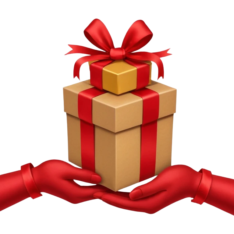 one hand giving a gift box, simple, clear, no text emoji