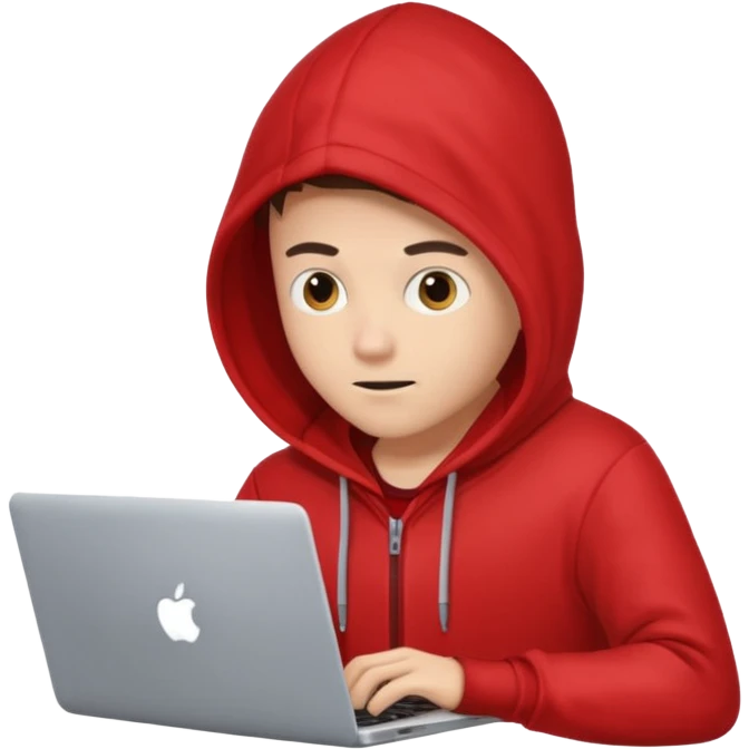 hacker with red hudi and with laptop  emoji