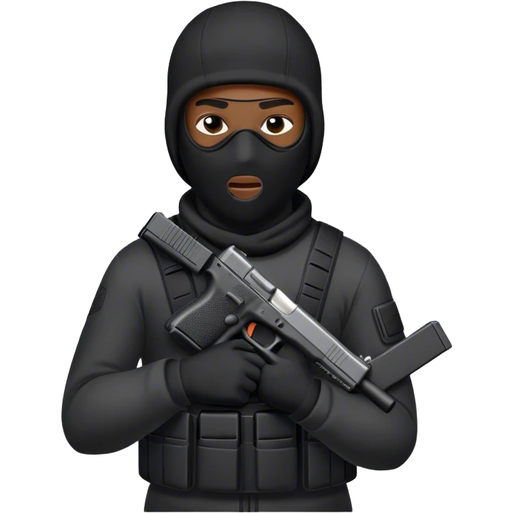Black man in ski mask holding a Glock  emoji