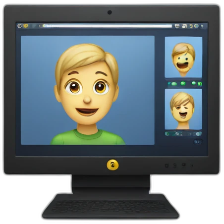 monitor with the video call on the screen emoji