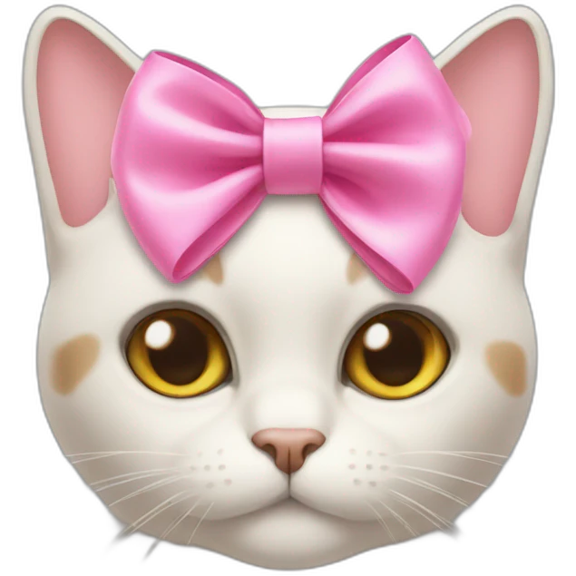 a cat with a pink bow emoji