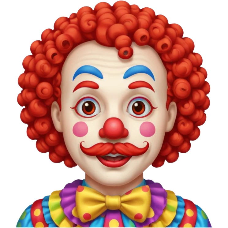 Classic clown — curly mustache, red nose emoji