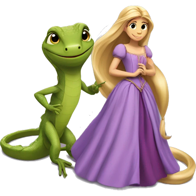 Rapunzel & small lizard  emoji