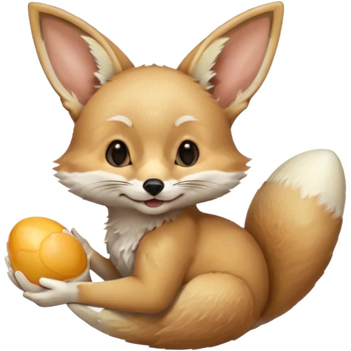fennec carrying an unpeeled egg with his mouth emoji