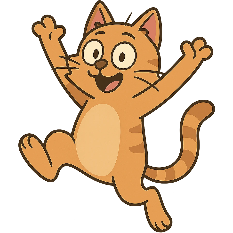 playful cat jumping emoji