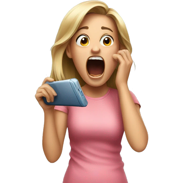 Girl screaming at phone  emoji