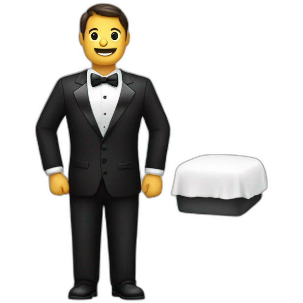A classic server in a tuxedo emoji