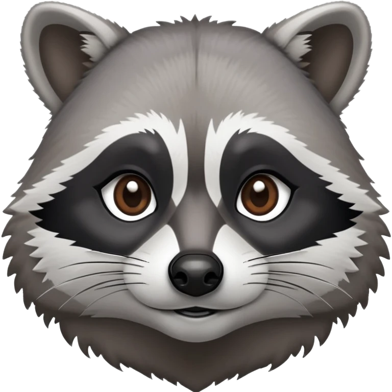 Cinematic-Noble-Raccoon-Portrait-Emoji – Poised and confident, with a sturdy build and a beautifully textured fur of silver-grey accented by dark black facial markings, deep-set, intelligent brown eyes, simplified yet sharp and sophisticated. emoji