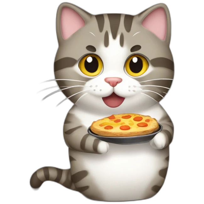 Chubby brown gray tabby cat stealing food emoji