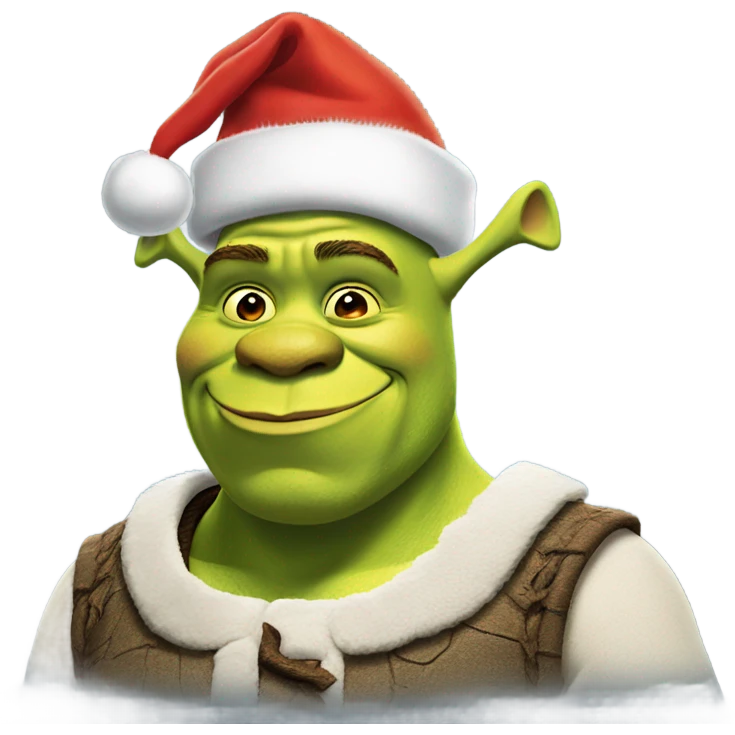 Shrek with a Santa hat emoji