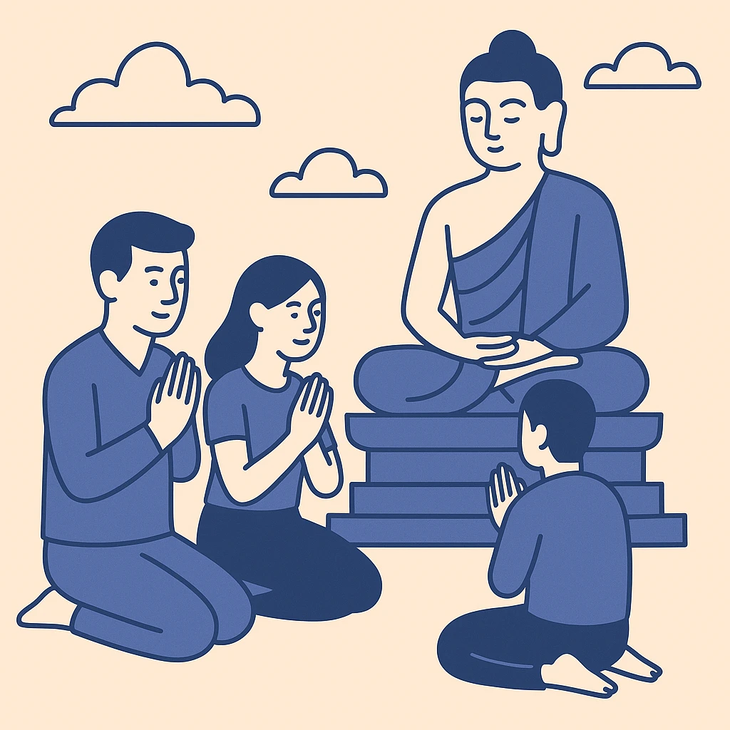 people praying in a Buddhist temple emoji
