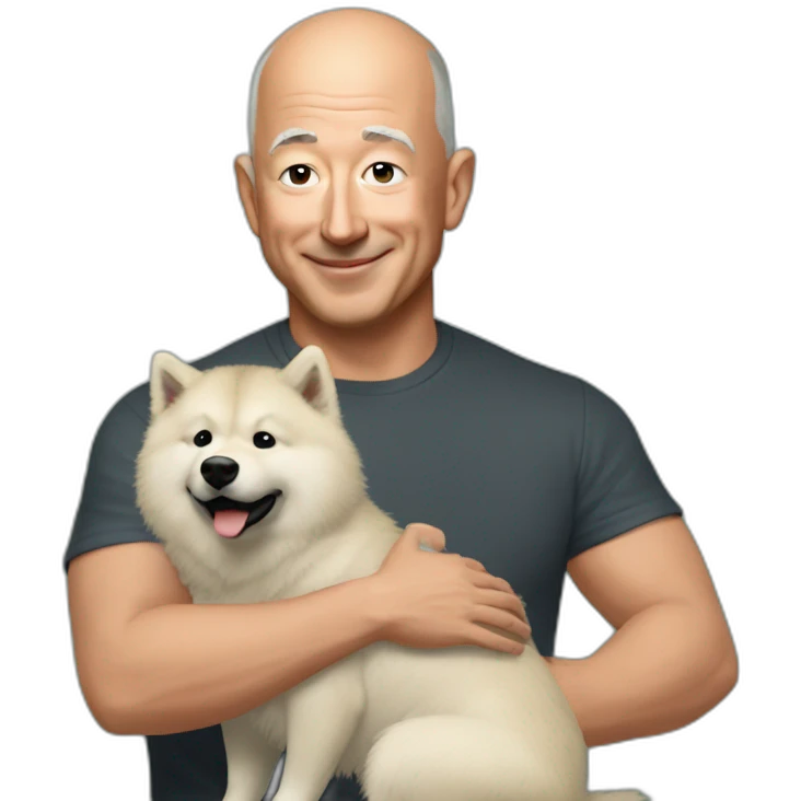 Jeff Bezos petting a eurasier emoji