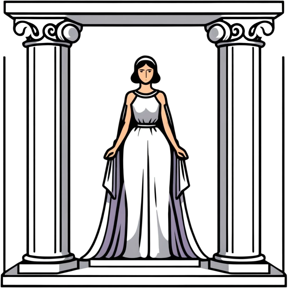 High Priestess tarot card with mysterious woman between two pillars emoji