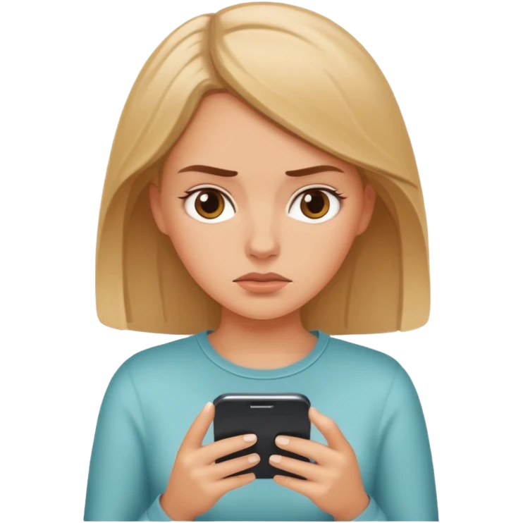 White girl being lazy on her phone emoji