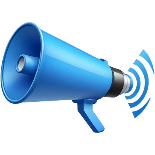 blue loudspeaker in the air without stand emoji