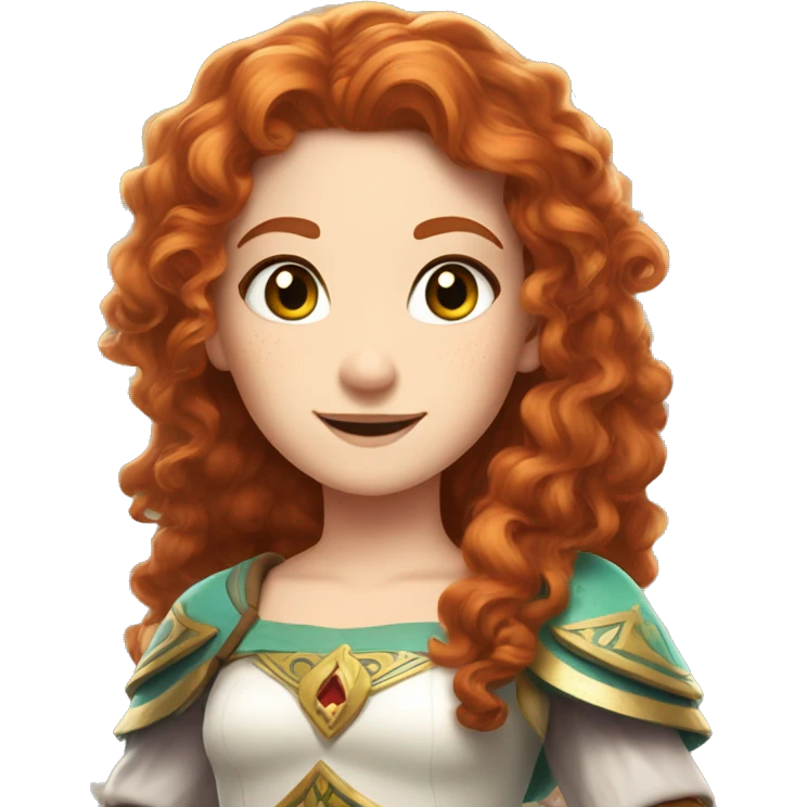 a white girl with long red curly hair and freckles, cosplaying Princess Zelda posing and smiling emoji