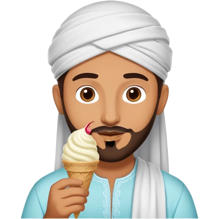 Arab man saying yes while having ice cream emoji