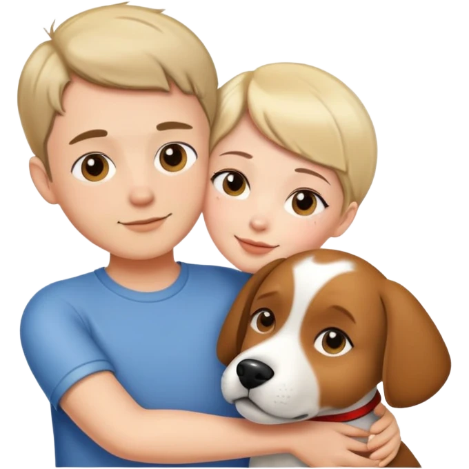 a shorthair girl with husband hugging a dog emoji