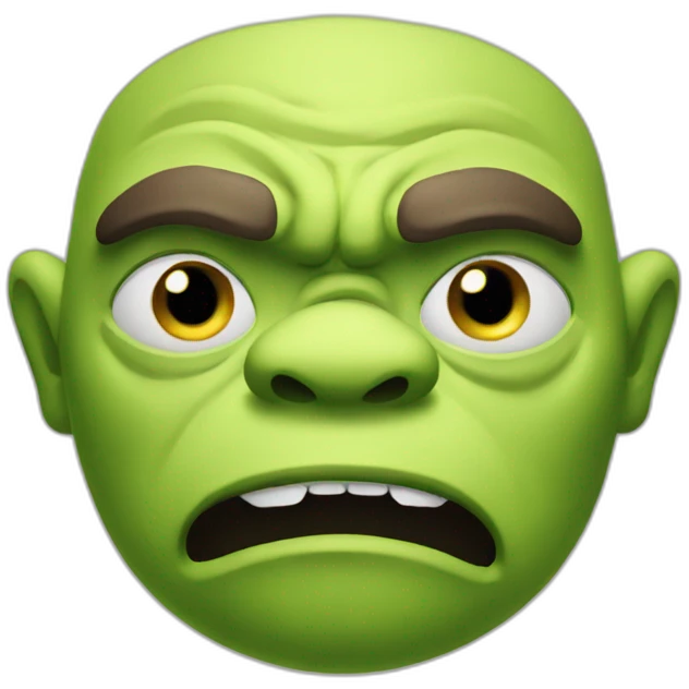 Ogre emoji but sad looking emoji