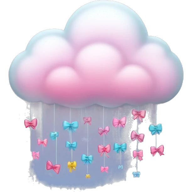 cloud raining out pink bows emoji