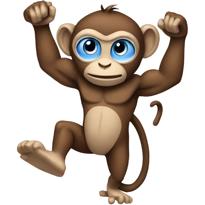 Monkey working out with blue eyes emoji