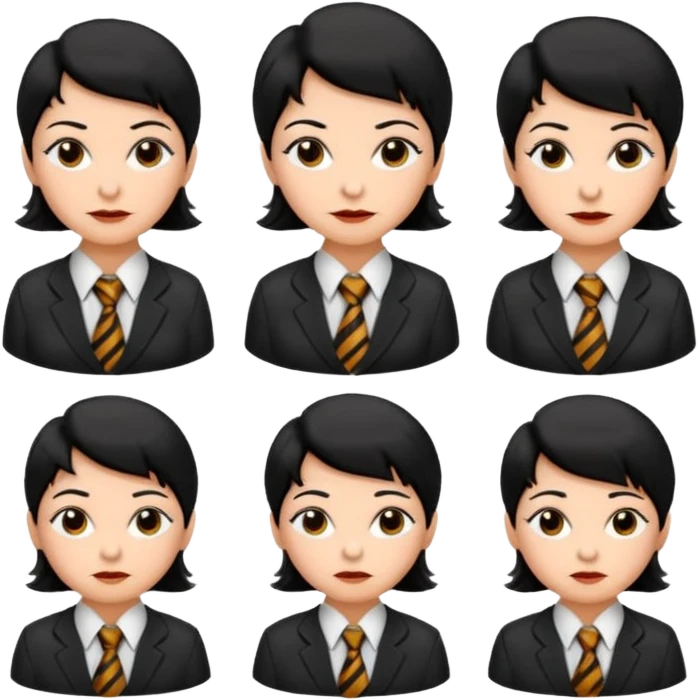 old women with Necktie. different hair styles, black hair. emoji