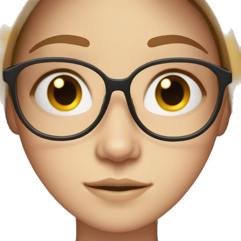 pale girl with freckles and middle parted long brown hair with glasses emoji
