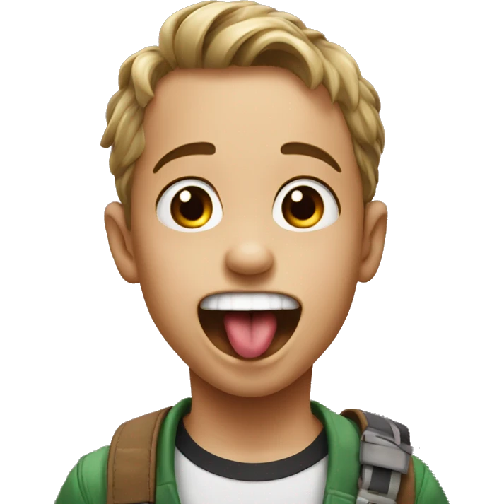 The kid shows his tongue emoji