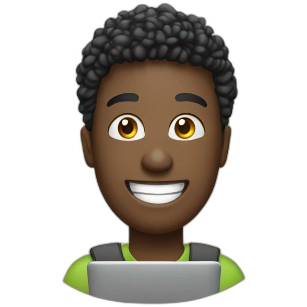 It technology happy white student with laptop emoji
