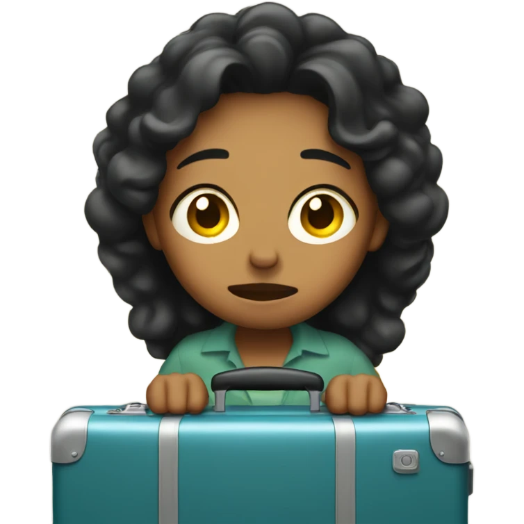 Tracy crying with a suitcase emoji