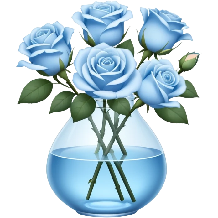 Small Light blue roses in vase emoji