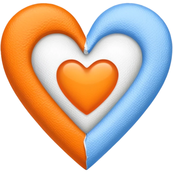 Half blue half orange heart split vertically with a white gauze bandage wrapped around it emoji