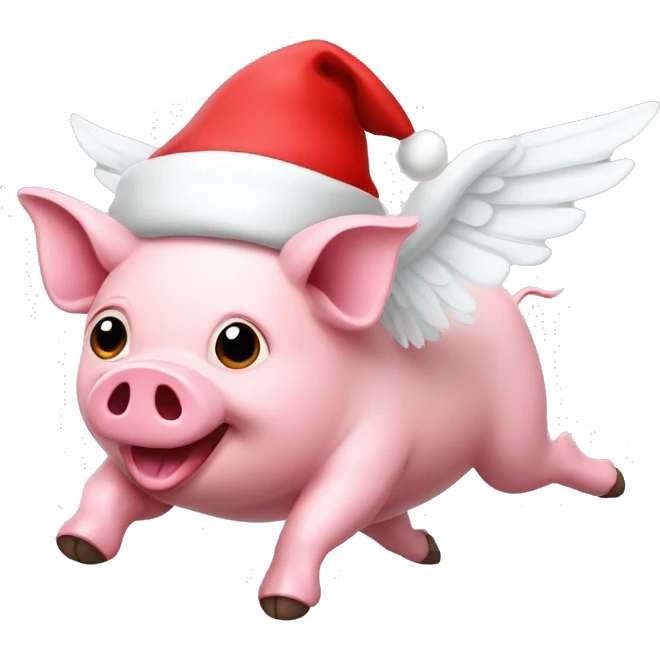 Flying Pig with wings and Santa Hat emoji