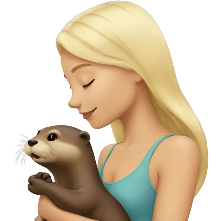 Otter kissing blonde girl emoji