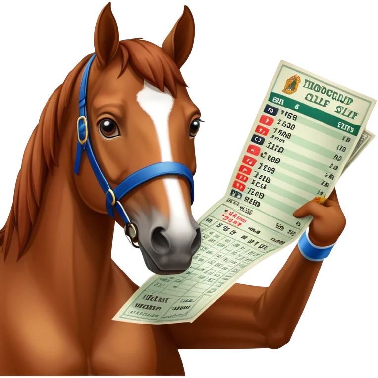 wagering horse with betting slip emoji