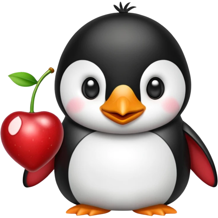 Penguin cherry face emoji