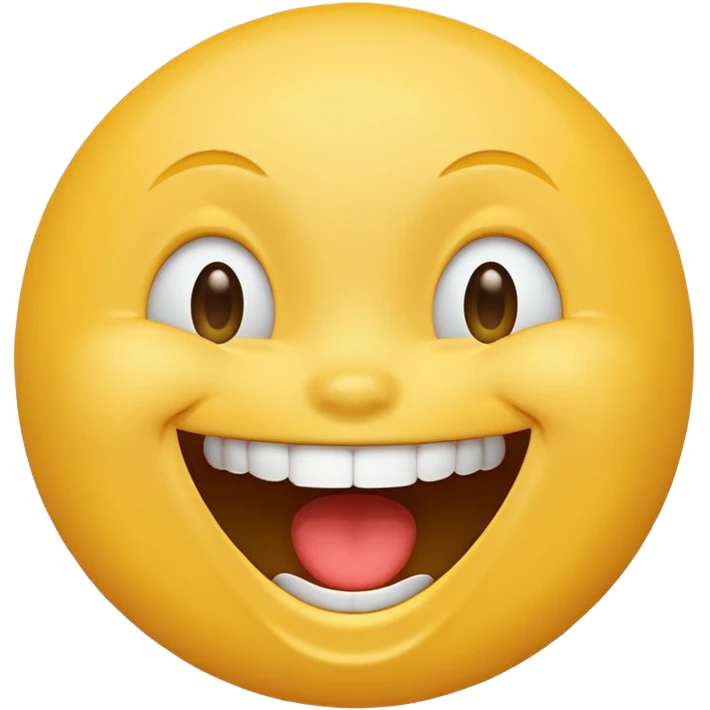 Emoji, yellow round laughing face, open mouth emoji