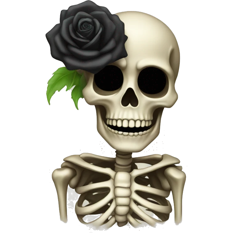 Skeleton with black rose  emoji