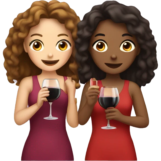 two girls me and my best friend with wine  emoji