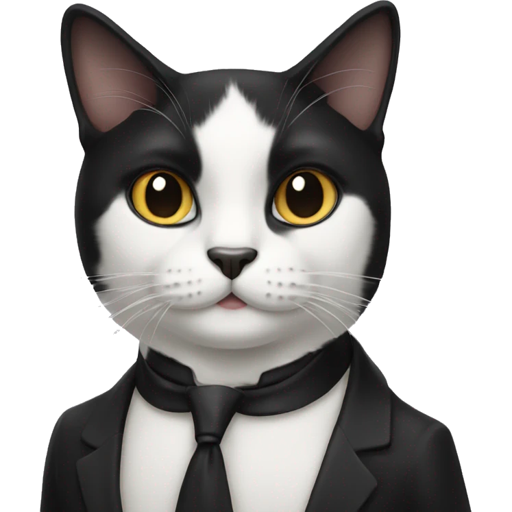 tuxedo cat with a black mustache  emoji