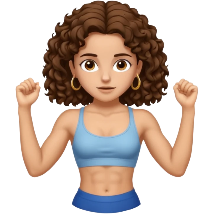 full body, very beautiful italian girl, dark brown eyes, looking like Emma Watson, with curly and big volume very bright brown hair, and a golden piercing ring in nose on left side, doing pull up, muscled

 emoji