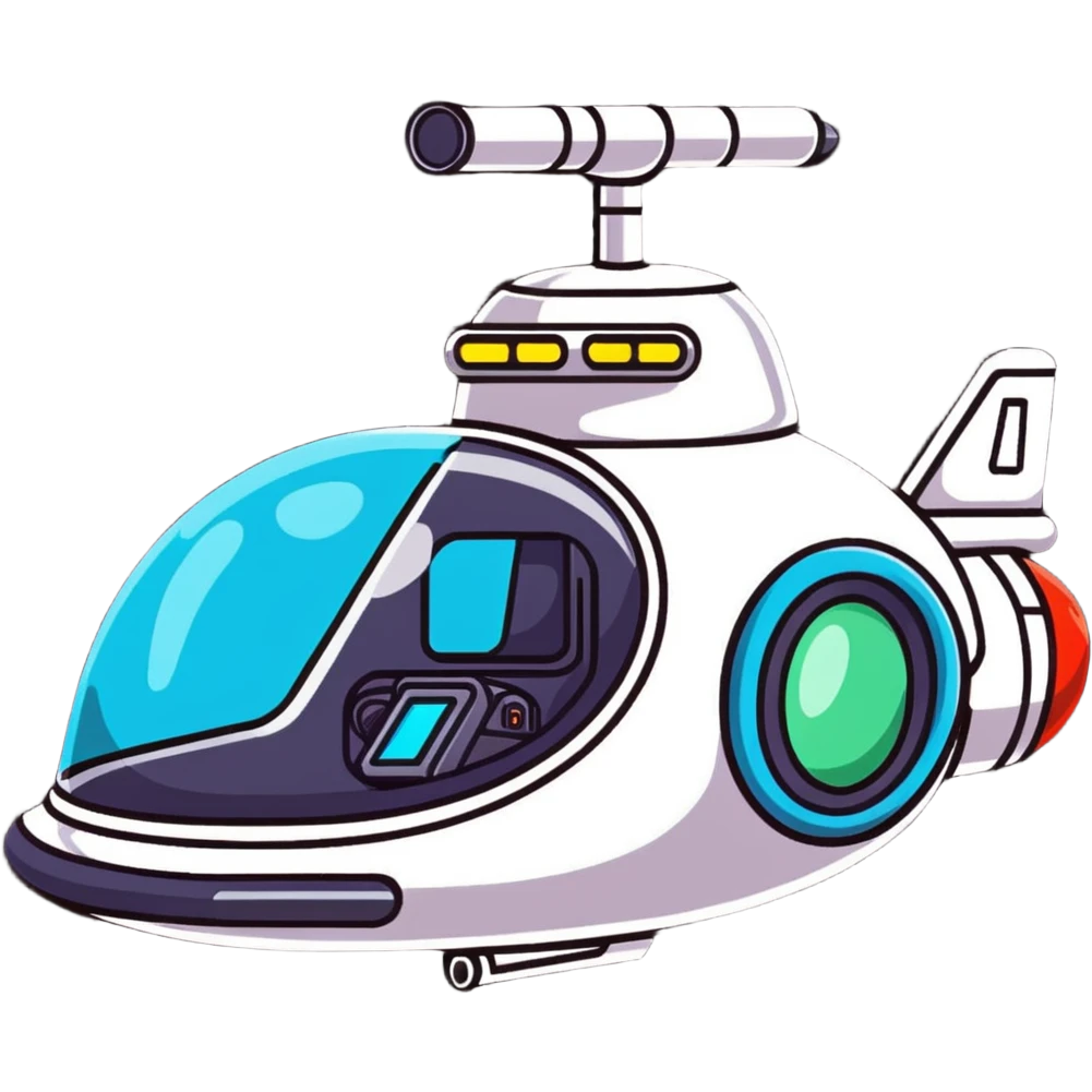 Vintage sci-fi bubble cockpit spaceship with ray guns emoji